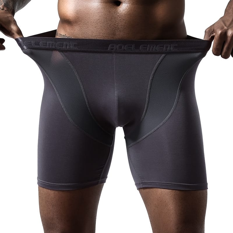 Mens Underwear Boxers Modal Panties Man Breathable Ice Silk U Convex Pouch Long Leg Underpants Male Boxershorts Plus Size L-5XL