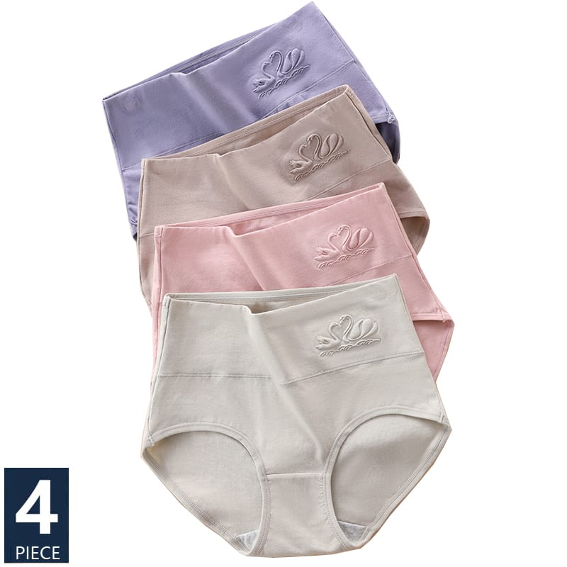 Plus Size 5XL 4Pcs/lot High Waist Panties Women Breathable Soft Cotton Underwear Cute Fashion Print Seamless Sexy Girls Briefs