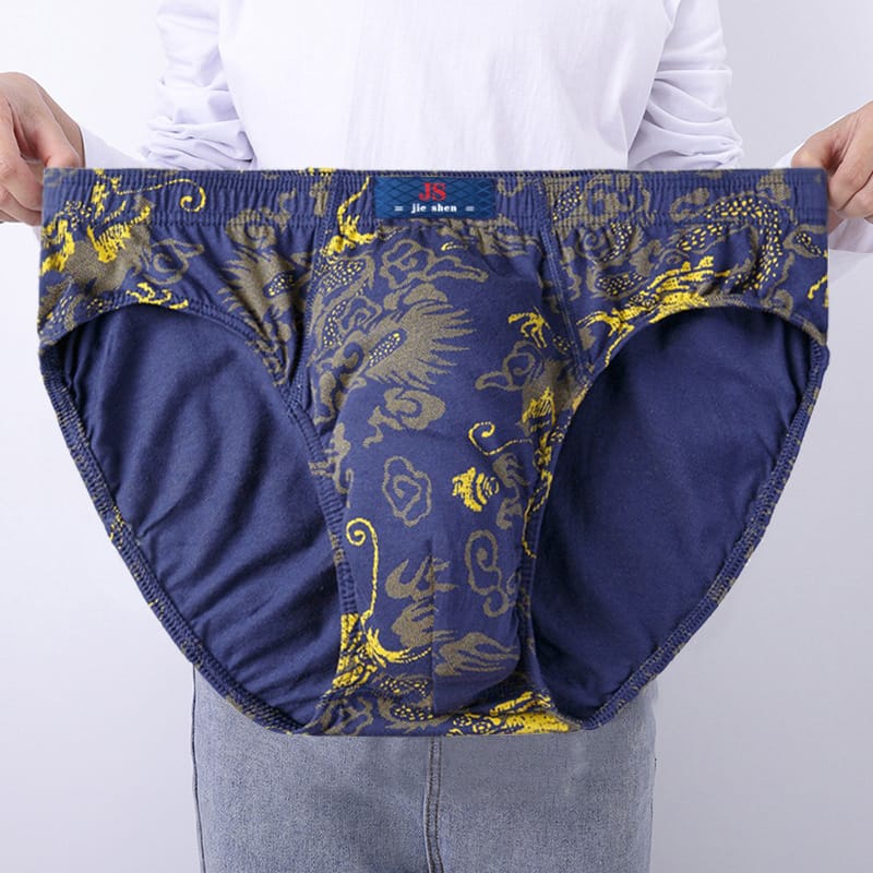 3 Pcs/Lot Men's Printed 100% Cotton Briefs Underwear Loose Plue Size Lingerie Moisture Absorbent Breathable Underpants Panties