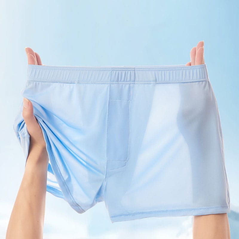 Large Size Sexy Men Ice Silk Arrow Pants Seamless Smooth Boxer Shorts Trunks Summer Underpants Thin Loose Comfortable Underwear