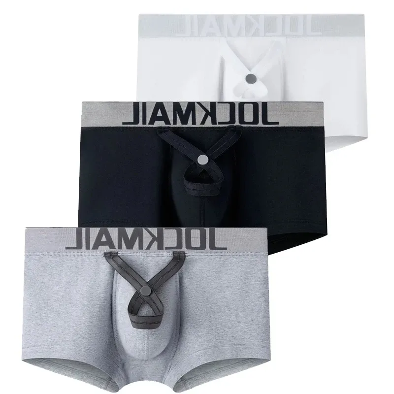 Adjustable Ring Underwear Men Boxer Shorts Underpants Gay Male Panties Cuecas Breathable Cotton Calzoncillos Hombre Slip Hombre