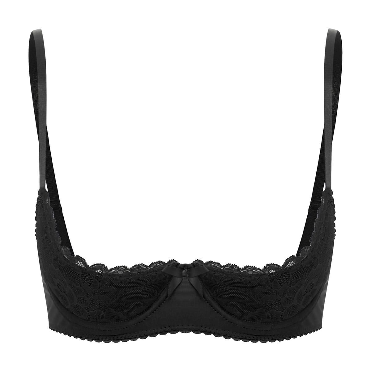 Sexy Lace Bra Women's Lingerie Underwire Half Cup Push Up Brassiere Hot Bra Underwear Bare Exposed Breast Underwire Brassiere