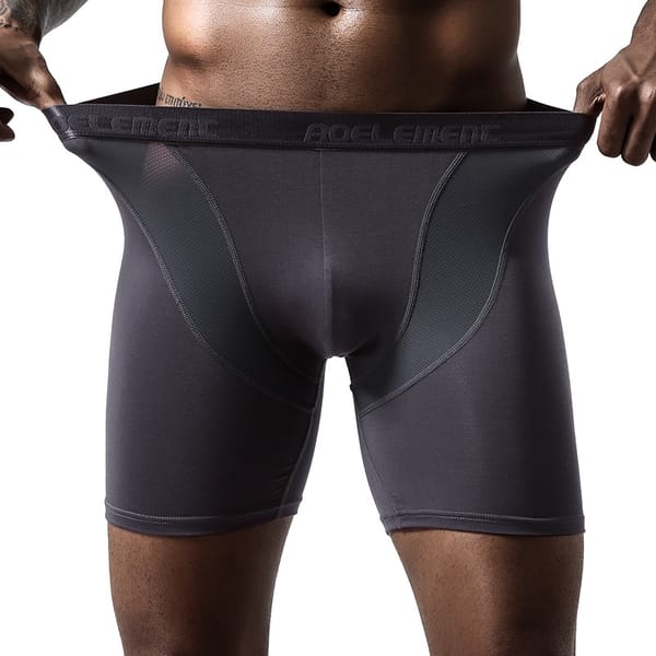 Mens Underwear Boxers Modal Panties Man Breathable Ice Silk U Convex Pouch Long Leg Underpants Male Boxershorts Plus Size L-5XL