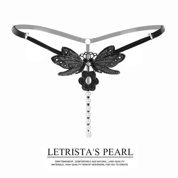 Adjustable Size Sexy Ladies G String butterfly Embroidery Pearl G String  Low-Waist Thongs Women Underwear Briefs Beads Panties