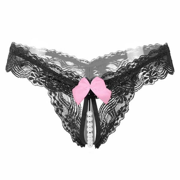 Female Underwear Lace Seamless Thongs Women's Pants Sexy Pearl G-String  Women Crotchless Breathable Sleepwear Summer Cool