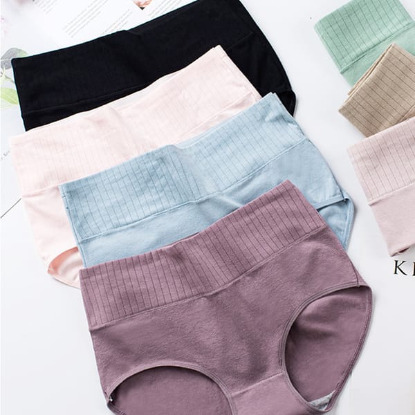 3 Pcs Cotton Women's Underwear Panties Solid High Waist Briefs Breathable Underpants Seamless Soft Plus Size Women Lingerie