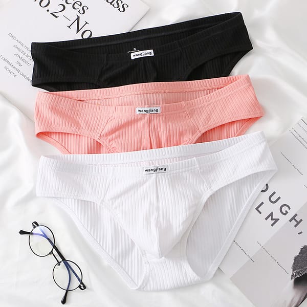 Cotton Briefs Men Sexy Bulge Pouch Underwear Sweat Absorption Underpants Breathable Panties Striped Knickers Male Soft Lingerie