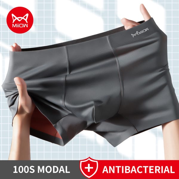 MiiOW 3pcs 100S Modal Antibacterial Man Boxer Underwear Men's Panties Seamless Sexy Men Underpants Soft Silky Male Boxershorts