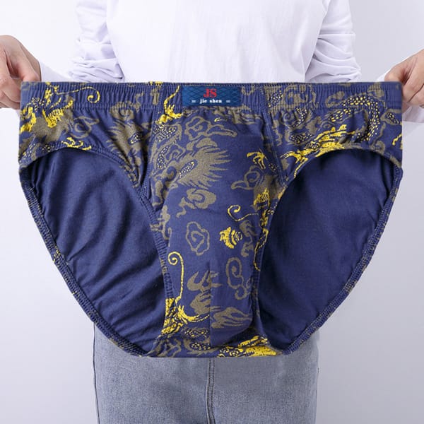 3 Pcs/Lot Men's Printed 100% Cotton Briefs Underwear Loose Plue Size Lingerie Moisture Absorbent Breathable Underpants Panties