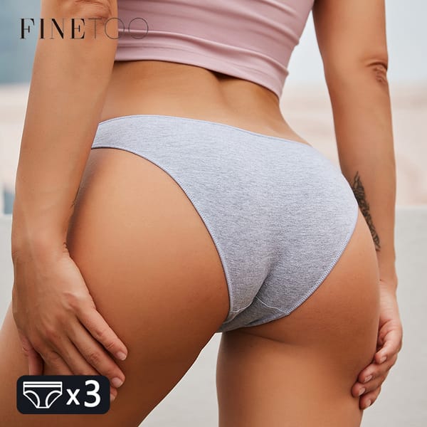 FINETOO 3Pcs/set Women's Cotton Underwear M-2XL Solid Color Panties Ladies Comfortable Underpants Girls Plus Size Soft Panty New