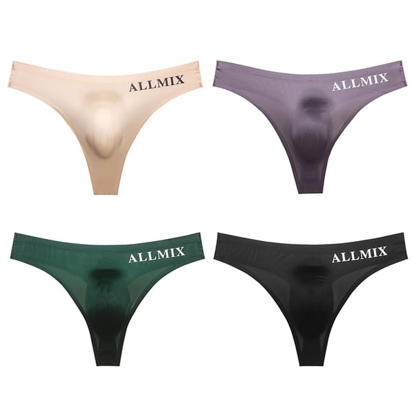 Men's Sexy Letter Thin Erotic Underwear Transparent Triangle Single Thong Summer Ice Silk Breathable Pants Men's thongs Lingerie