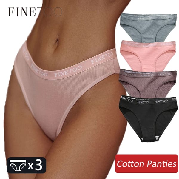 3Pcs Cotton Panties Women Underwear Sexy Low Waist Women's Briefs Female Striped Underpants Crotch Intimates Lingerie M-2XL New