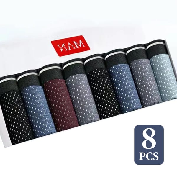 4/8Pcs/Men's Underwear Ice Silk Sexy Boxer Shorts Mid-waist Breathable Men's Underwear Mesh Comfortable Soft Shorts Men Plus 5XL
