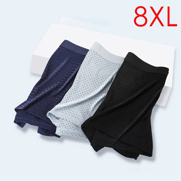 4pcs/lot Mesh Bamboo Fiber Men's Boxer Panties Summer XXXXL Large Size Shorts Breathable Underwear 5XL 6XL 7XL 8XL Underpanties