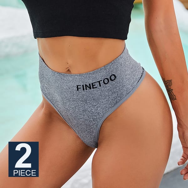 FINETOO 2PCS/Set Women Lingerie M-2XL Bodyshaper Gstring Panties High Waist Seamless Tummy Control Panty Underwear Female Thong