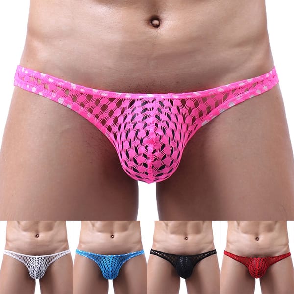 Hot Sexy Hollow Men's Mesh Thongs G String Bikini Front Pouch Bag Briefs Fashionable Comfortable Breathable Underwear Lingerie