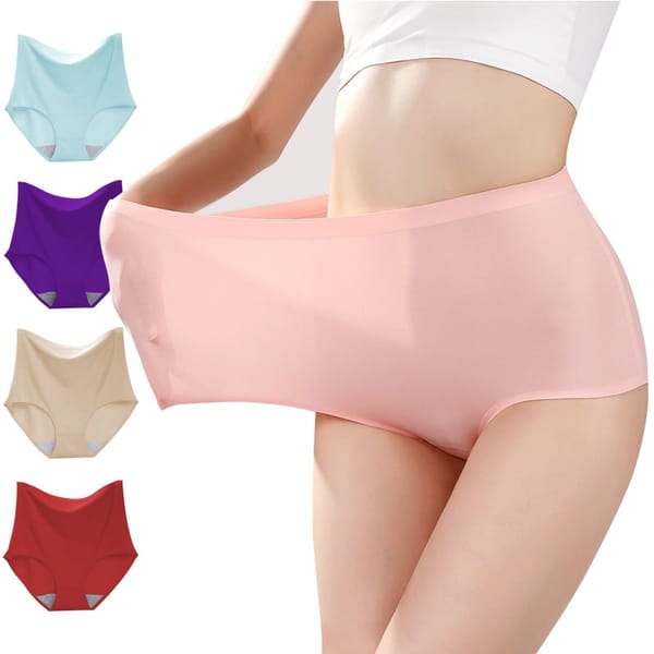 sexy Large size Ice silk  seamless Underwear  Panties women High Waist Abdomen In Hip Lift Slimming Briefs Female Lingerie