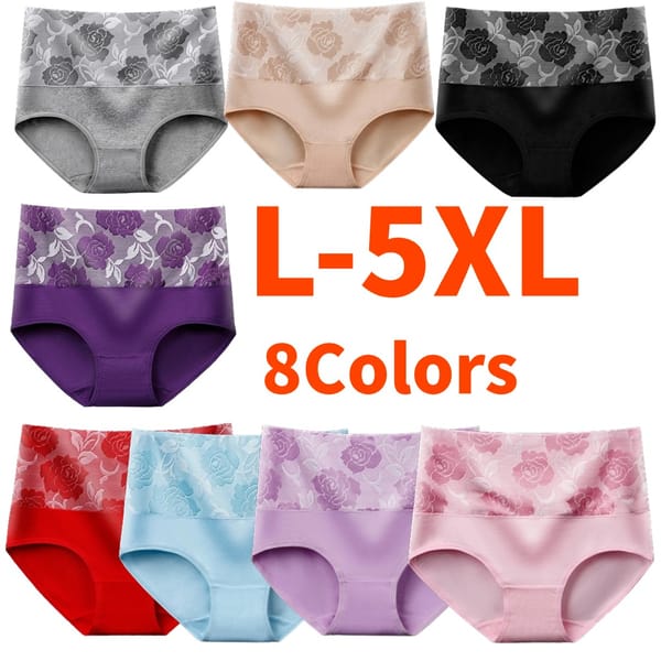 Women's Panties XL 2XL 3XL 4XL 5XL Plus Size Floral High Waist Brief Female Underwear Calzones Mujer Ladies Underwear Culotte