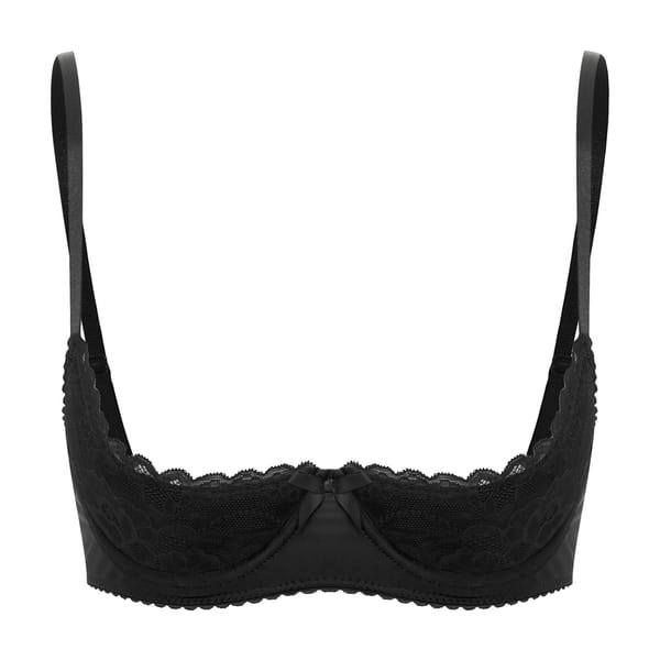 Sexy Lace Bra Women's Lingerie Underwire Half Cup Push Up Brassiere Hot Bra Underwear Bare Exposed Breast Underwire Brassiere