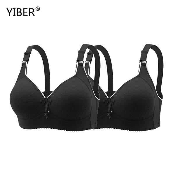 2piece Plus Size Women Bra Women's Lingerie Wireless Underwear Sexy Lace Push Up Mom's Bras Adjustable Shoulder Straps Underwear