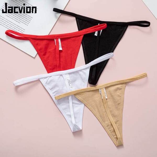 Women's Thong Underwear Low Waist Seamless Briefs Sexy Threaded Cotton Panties Temptation G-String Underpants Exotic Lingerie