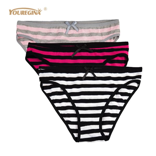 Sexy Striped Woman Underwear Cotton Seamless Panties Briefs Plus Size Intimates for Women Knickers Ladies 3 pcs/lot