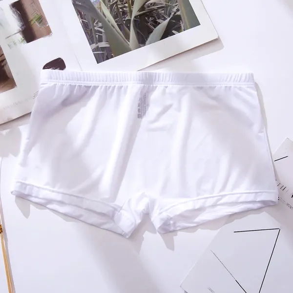 Men's Breathable Comfy Panties New Ice Silk Boxer Briefs Shorts Bulge Skin Friendly Underpants Seamless Solid Color Underwear