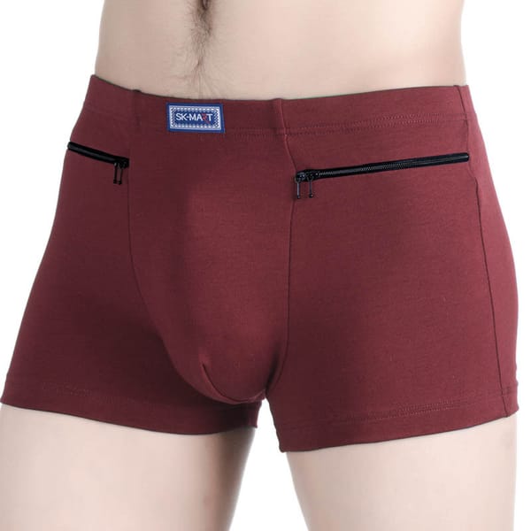 Men's Underwear U Convex Pouch Anti-Theft Zippers Pockets Boxer Briefs Comfortable Panties Cotton Underpants Boxers Male Shorts