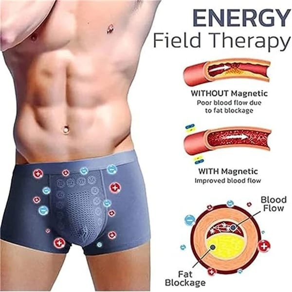 Breathable Magnetic Therapy Men's Underwear Polyester Fibre  Energy Field Therapy Men's Boxer Men Elastic Breathable Underwear